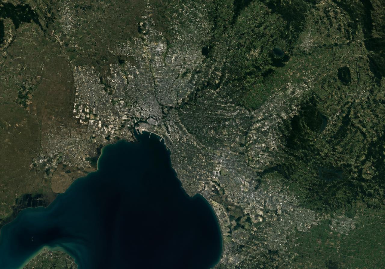 Satellite view of Melbourne and its surrounding suburbs showing the Edwards Property Finishes service area